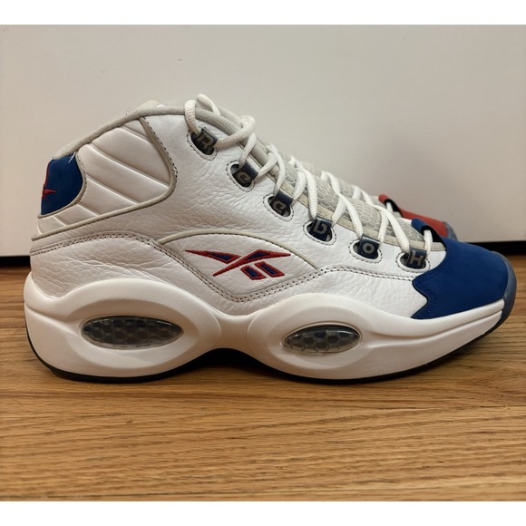 Reebok Question Mid Double Cross White/Collegiate Royal/Primal Red Sneakers 10.5